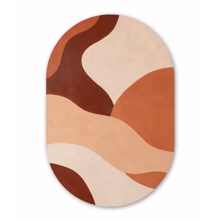 Abstract - Vormen - Organisch - Aardetinten - Modern Wandcirkel Ovaal Aluminium middel -3d