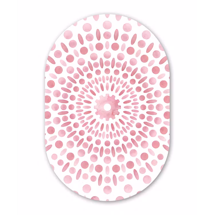 Abstract - Vormen - Patroon - Aquarel - Roze Wandcirkel Ovaal Aluminium middel -3d
