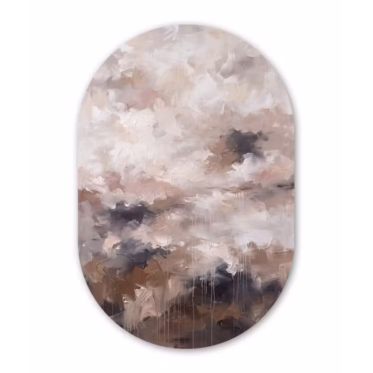 Abstract - Textuur - Kunst - Modern - Beige Wandcirkel Ovaal Aluminium middel -3d