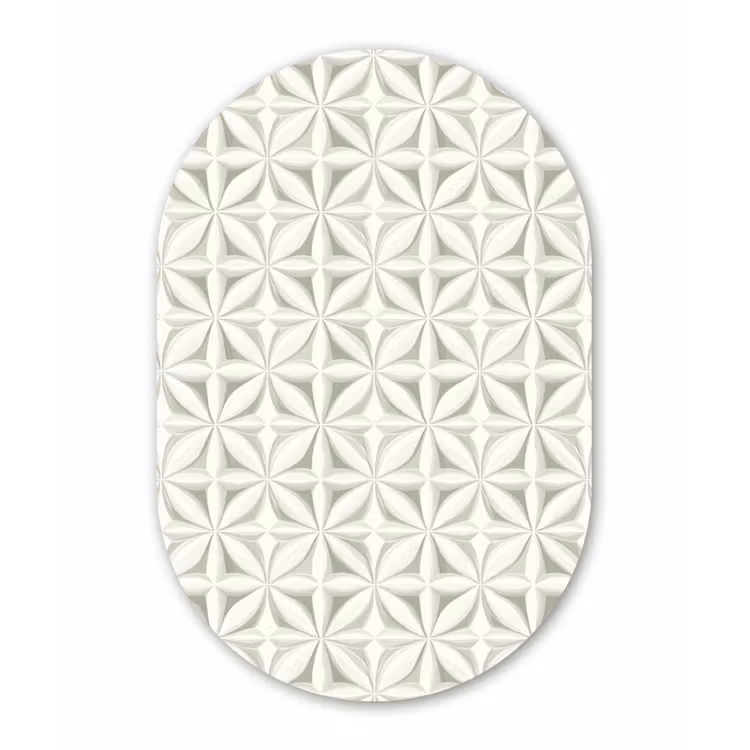 Abstract - Structuur - Grijs - Wit Wandcirkel Ovaal Aluminium middel 839 -3d