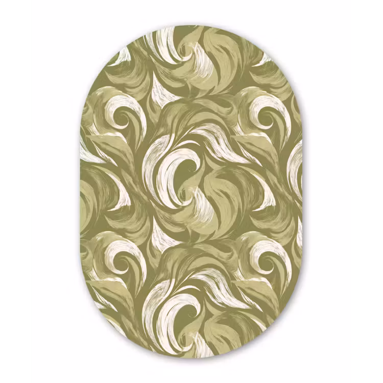 Abstract - Textuur - Groen Wandcirkel Ovaal Aluminium middel 839 -3d