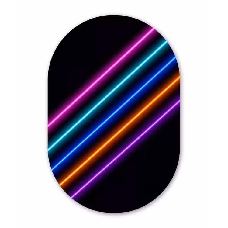 Esthetiek - Retro - Neon Wandcirkel Ovaal Aluminium middel -3d