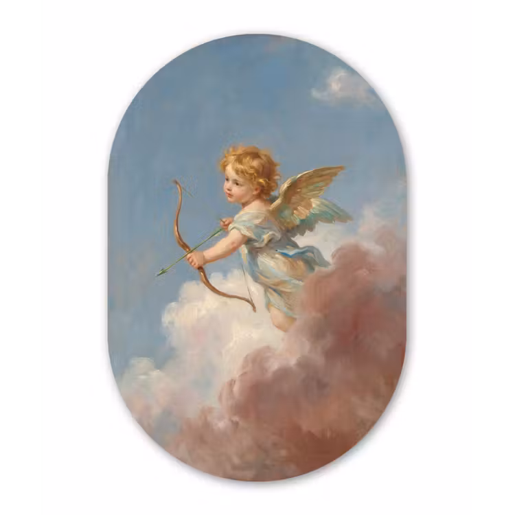 Engel - Pijl en boog - Mythologie - Klassiek Wandcirkel Ovaal Aluminium middel -3d