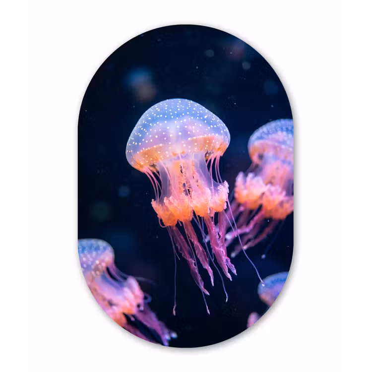 Dier - Onderwater - Natuur - Roze - Mysterieus Wandcirkel Ovaal Aluminium middel -3d