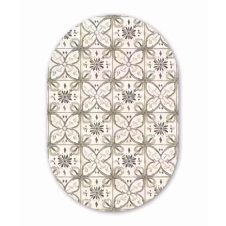 Antiek - Tegel - Beige Wandcirkel Ovaal Aluminium middel 839 -3d