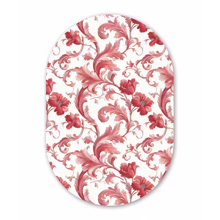 Barok - Patroon - Rood Wandcirkel Ovaal Aluminium middel 839 -3d