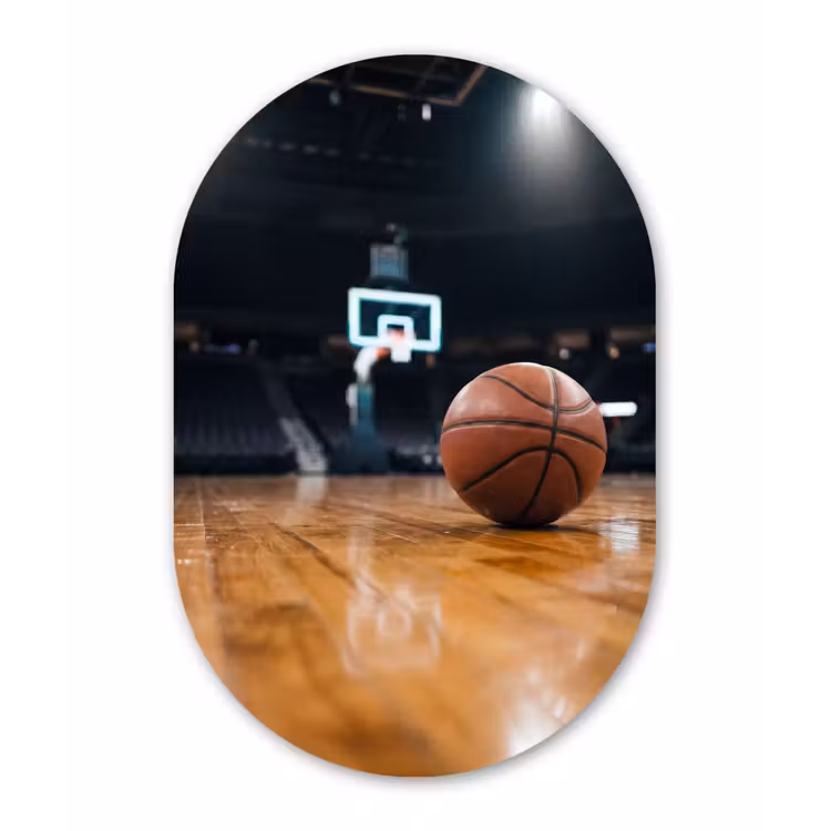 Basketbal - Arena - Sport Wandcirkel Ovaal Aluminium middel -3d