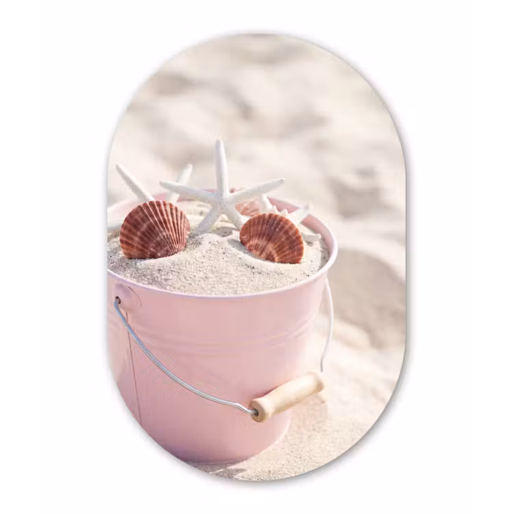 Strand - Schelpen - Zomer - Roze - Decoratie Wandcirkel Ovaal Aluminium middel -3d