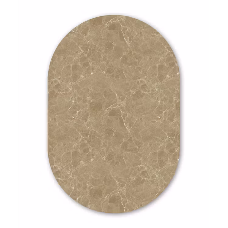 Beige - Marmer - Witte aders Wandcirkel Ovaal Aluminium middel 839 -3d