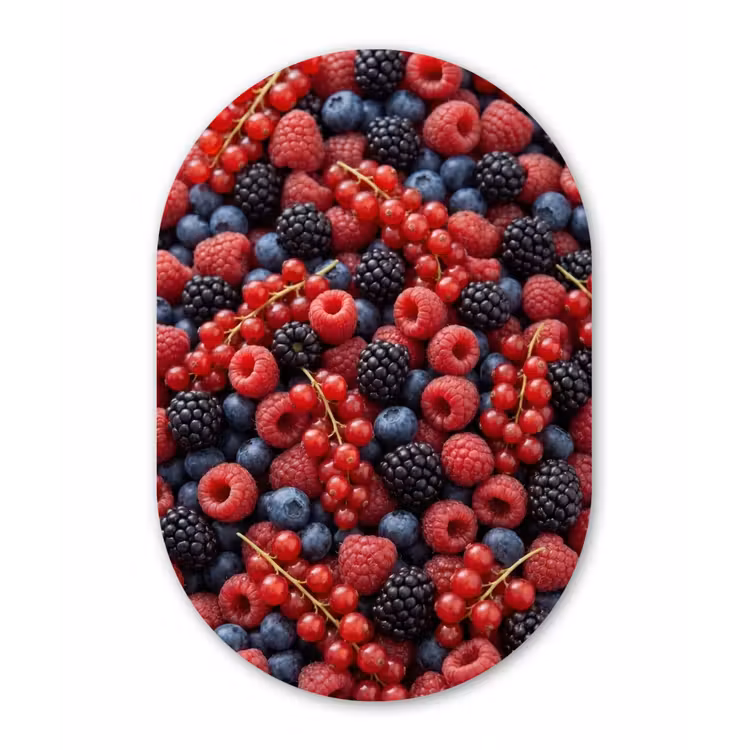 Bessen - Mix - Vers - Eten - Kleurrijk Wandcirkel Ovaal Aluminium middel -3d