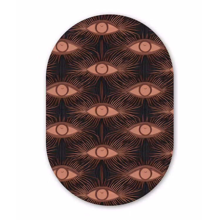 Boheems - Oog - Bruin Wandcirkel Ovaal Aluminium middel 839 -3d