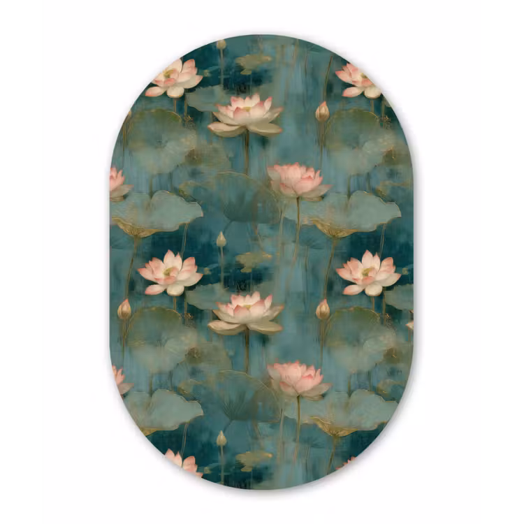 Botanisch - Bloemen - Roze Wandcirkel Ovaal Aluminium middel 839 -3d