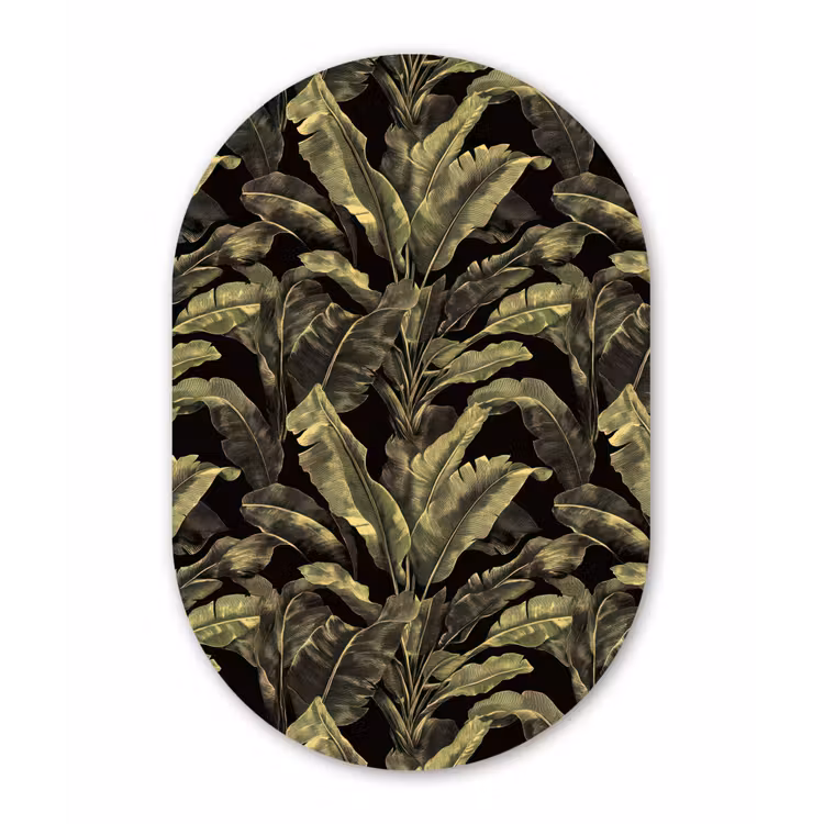Botanisch - Bladeren - Groen Wandcirkel Ovaal Aluminium middel 839 -3d