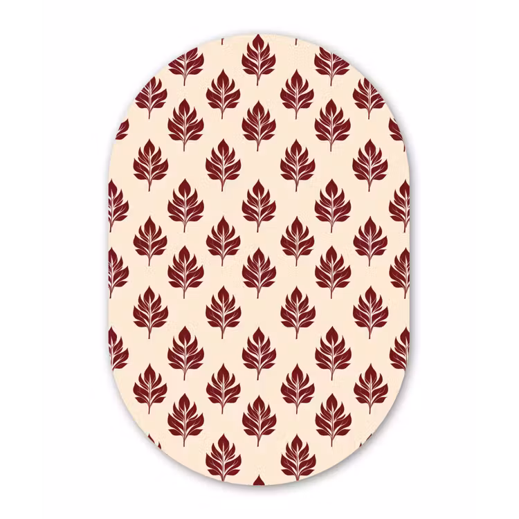 Botanisch - Patroon - Bordeaux Wandcirkel Ovaal Aluminium middel 839 -3d