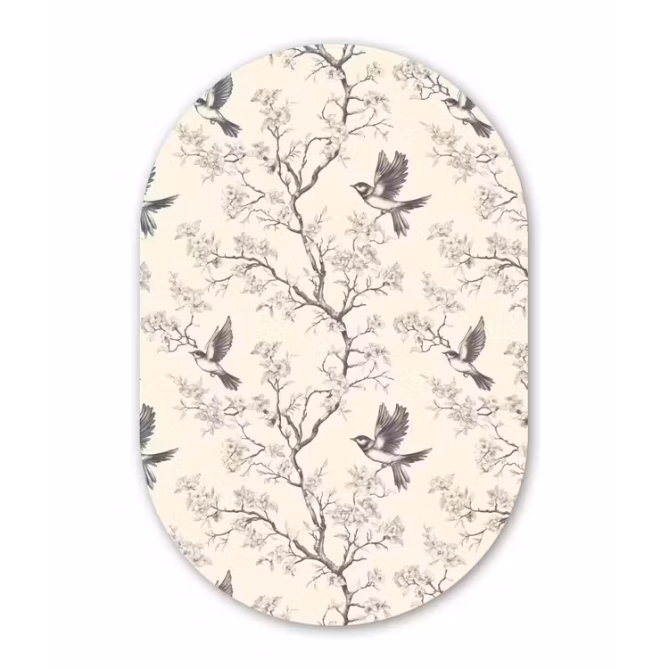 Takken - Vogels - Beige Wandcirkel Ovaal Aluminium middel 839 -3d