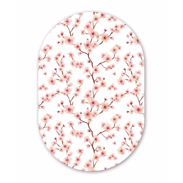 Kersenbloesem - Takken - Roze Wandcirkel Ovaal Aluminium middel 839 -3d