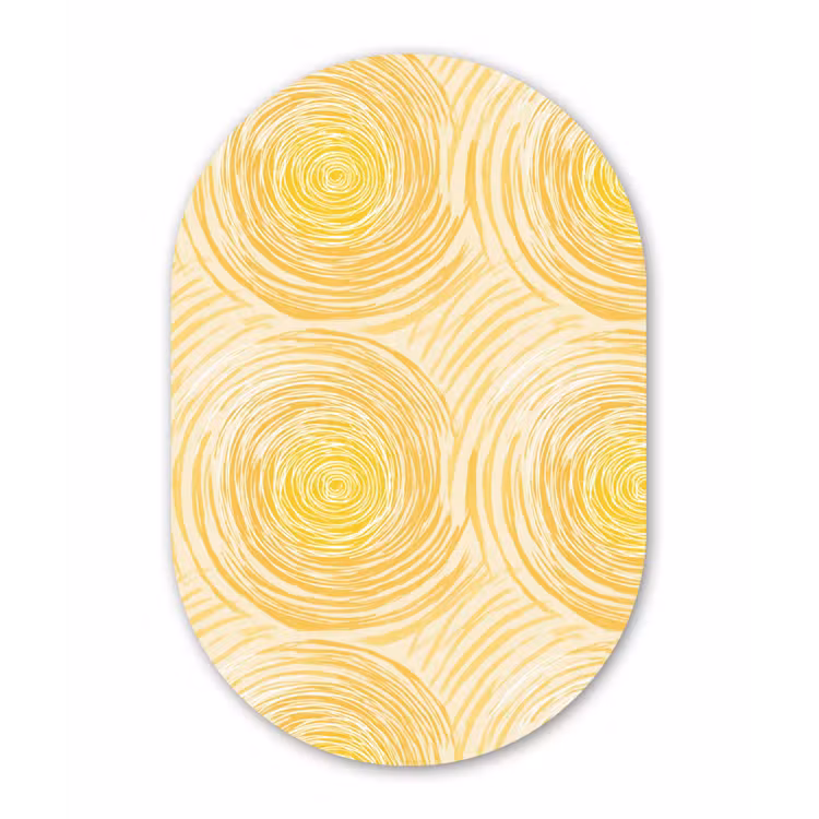 Cirkels - Abstract - Artistiek - Geel Wandcirkel Ovaal Aluminium middel 839 -3d