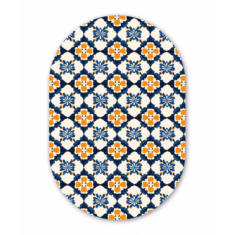 Klassiek - Geometrisch - Blauw Wandcirkel Ovaal Aluminium middel 839 -3d