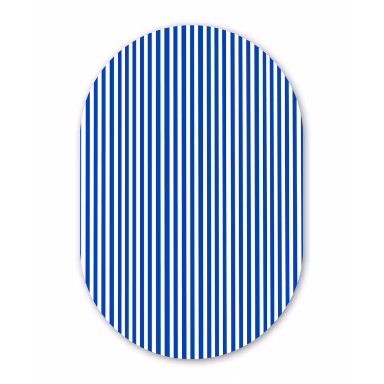 Klassiek - Strepen - Blauw Wandcirkel Ovaal Aluminium middel 839 -3d