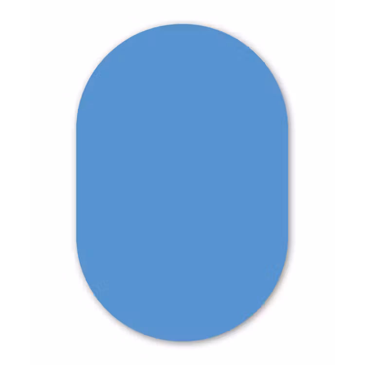 Cornflower - Blue - Blauw Wandcirkel Ovaal Aluminium middel 839 -3d