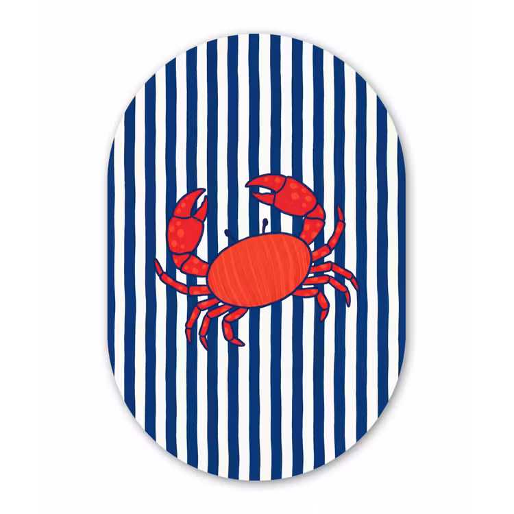 Krab - Strepen - Zeeleven - Illustratie - Rood Wandcirkel Ovaal Aluminium middel -3d