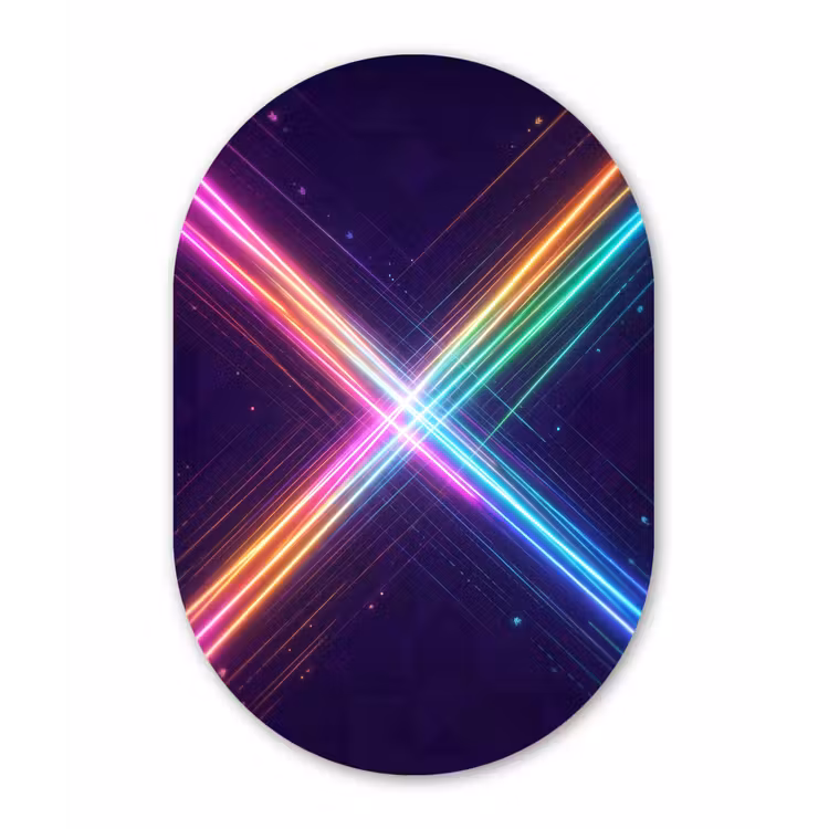 Kruisen - Lasterstralen - Neon Wandcirkel Ovaal Aluminium middel -3d