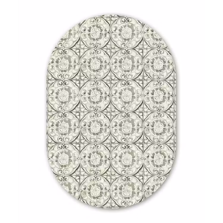 Krulornament - Tegel - Groen Wandcirkel Ovaal Aluminium middel 839 -3d