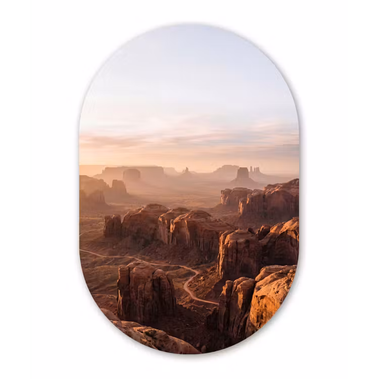 Woestijn - Landschap - Natuur Wandcirkel Ovaal Aluminium middel -3d