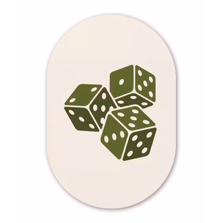 Dobbelsteen - Spel - Groen - Abstract Wandcirkel Ovaal Aluminium middel -3d