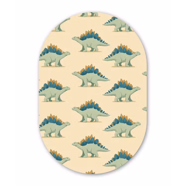 Dino - Patroon - Groen Wandcirkel Ovaal Aluminium middel 839 -3d