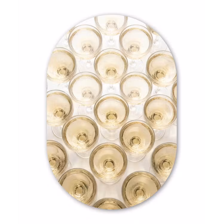Drank - Glazen - Feest - Goud Wandcirkel Ovaal Aluminium middel -3d
