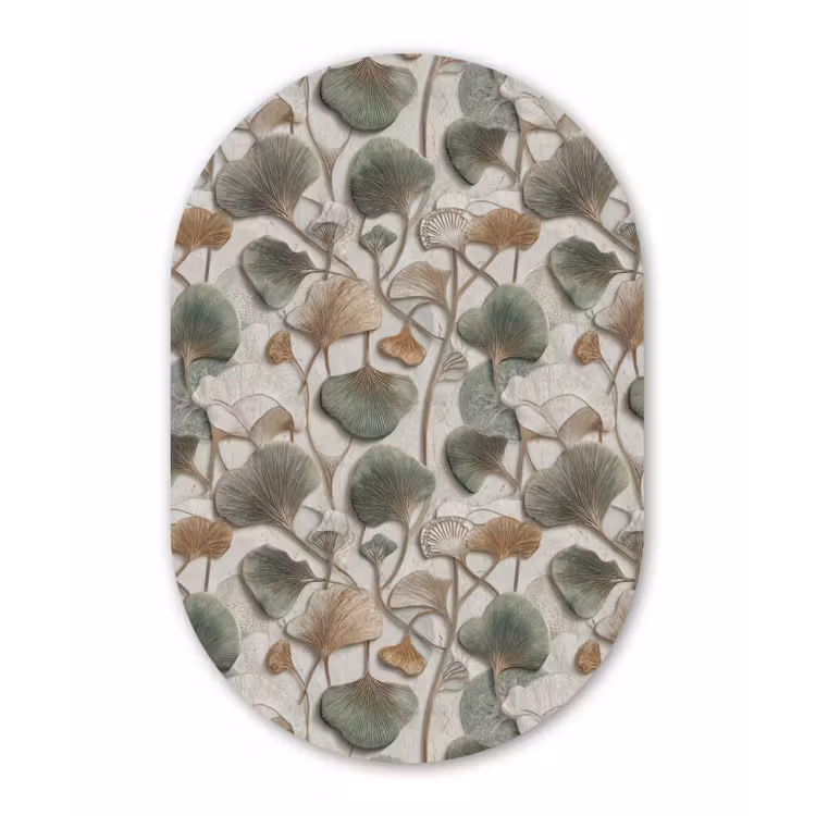 Elegant - Bladeren - Groen Wandcirkel Ovaal Aluminium middel 839 -3d