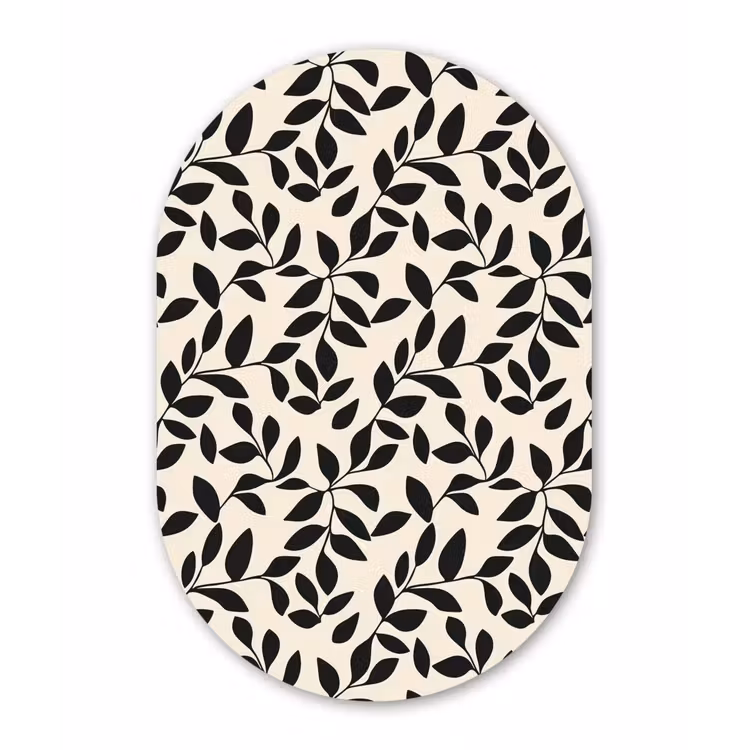Elegant - Patroon - Zwart - Beige Wandcirkel Ovaal Aluminium middel 839 -3d