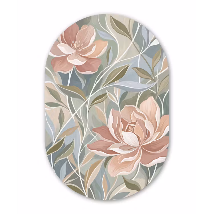 Elegant - Romantiek - Roze Wandcirkel Ovaal Aluminium middel -3d