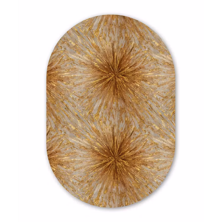 Explosie - Abstract - Goud - Wit Wandcirkel Ovaal Aluminium middel 839 -3d