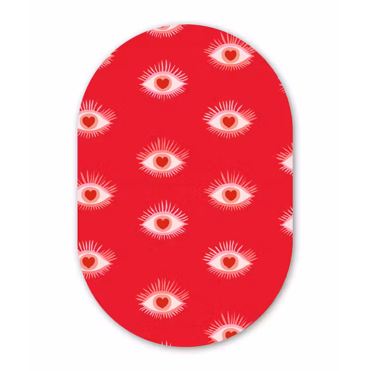 Ogen - Hart - Abstract - Rood - Roze Wandcirkel Ovaal Aluminium middel 839 -3d