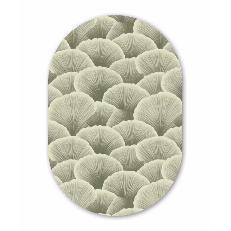 Waaier - Blad - Groen Wandcirkel Ovaal Aluminium middel 839 -3d