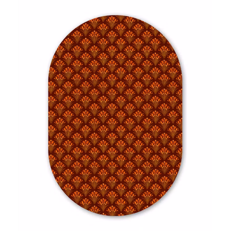 Waaiers - Art Deco - Botanisch - Roestbruin - Oranje Wandcirkel Ovaal Aluminium middel 839 -3d