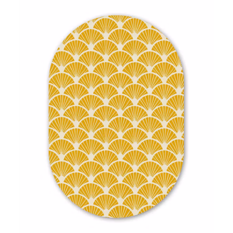 Waaiers - Art Deco - Retro - Okergeel Wandcirkel Ovaal Aluminium middel 839 -3d