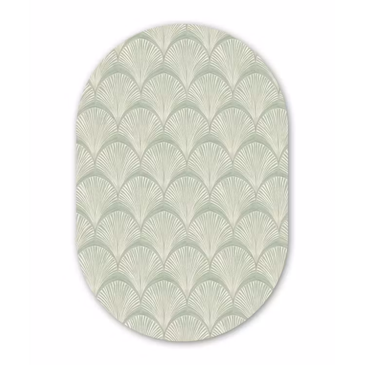 Waaiers - Patroon - Groen Wandcirkel Ovaal Aluminium middel 839 -3d