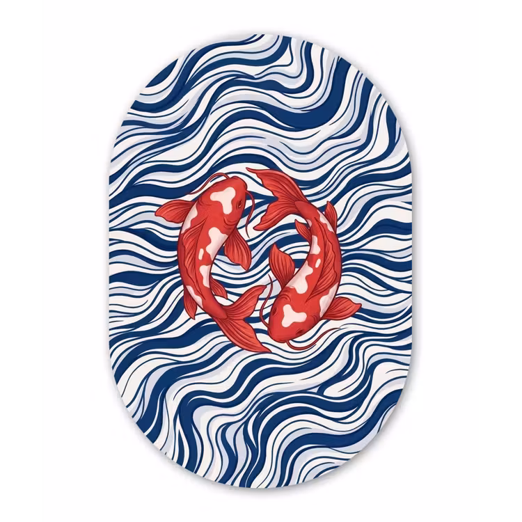 Vis - Water - Natuur - Illustratie - Rood Wandcirkel Ovaal Aluminium middel -3d