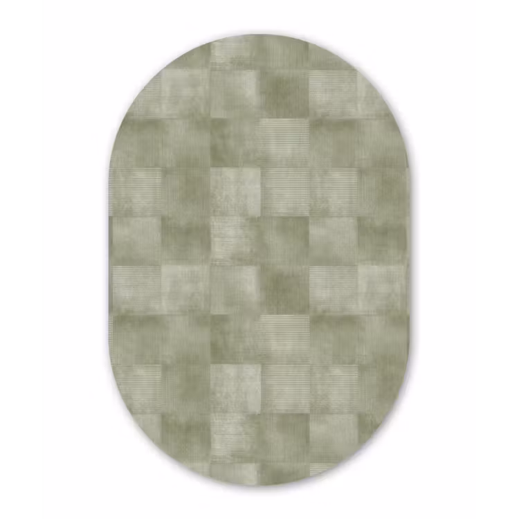 Vlakken - Rustiek - Groen Wandcirkel Ovaal Aluminium middel 839 -3d
