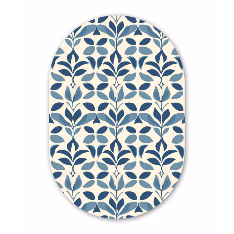 Flora - Modern - Blauw Wandcirkel Ovaal Aluminium middel 839 -3d