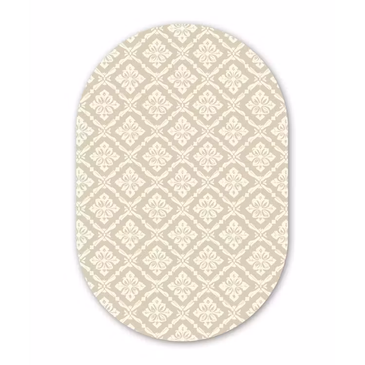 Floraal - Ornament - Beige Wandcirkel Ovaal Aluminium middel 839 -3d