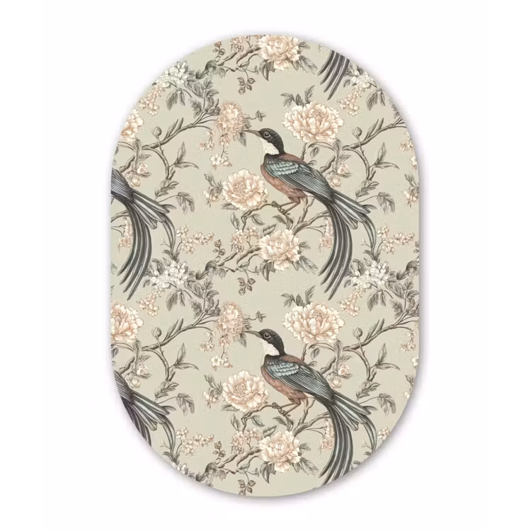 Bloem - Vogel - Kleurrijk Wandcirkel Ovaal Aluminium middel 839 -3d