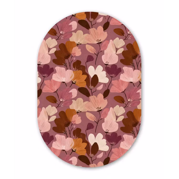 Bloem - Patroon - Roze Wandcirkel Ovaal Aluminium middel 839 -3d