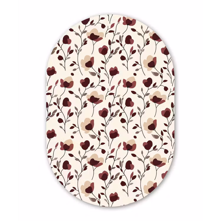 Bloemen - Botanisch - Bordeaux Wandcirkel Ovaal Aluminium middel 839 -3d