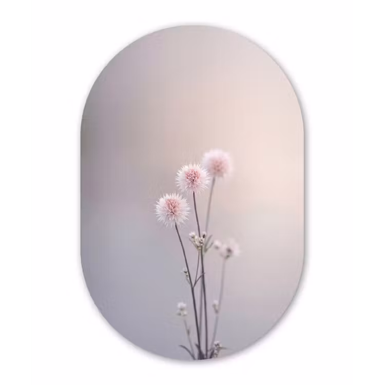 Bloemen - Bollen - Roze Wandcirkel Ovaal Aluminium middel -3d