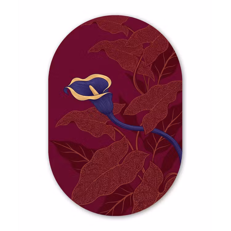 aluminium oval wall art - Flowers - Modern - Purple - Bloemen - Modern - Paars Wandcirkel Ovaal Aluminium middel