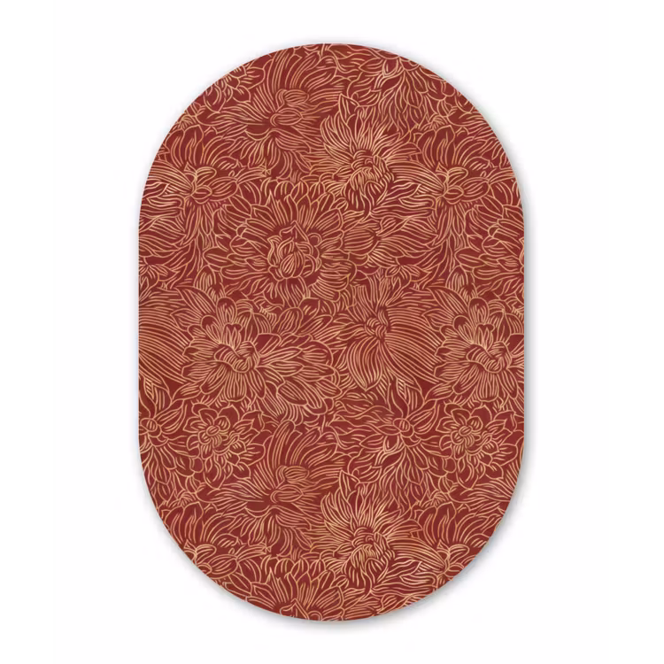 Bloemen - Motief - Rood Wandcirkel Ovaal Aluminium middel 839 -3d
